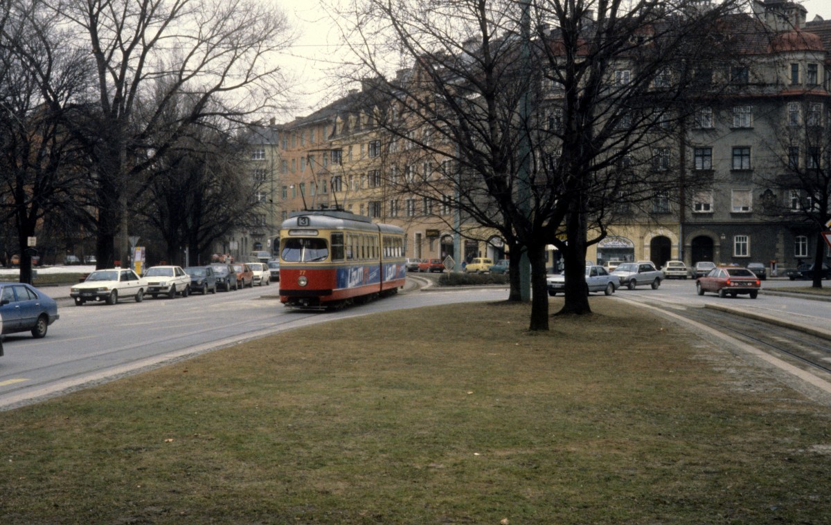 Innsbruck IVB SL 3 (Lohner-GT6 77) Leipziger Platz im Feber 1987.