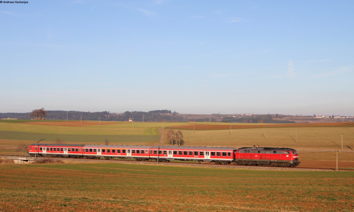 IRE 3213 (Neustadt(Schwarzw)-Ulm Hbf) mit Schublok 218 431-5 bei Bachheim 26.12.15
