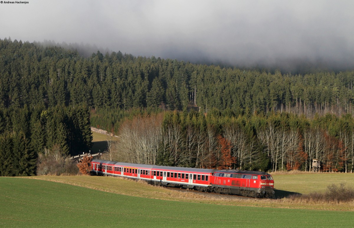 IRE 3215 (Neustadt(Schwarzw)-Ulm Hbf) Mit Schublok 218 436-4 bei Unadingen 6.12.15