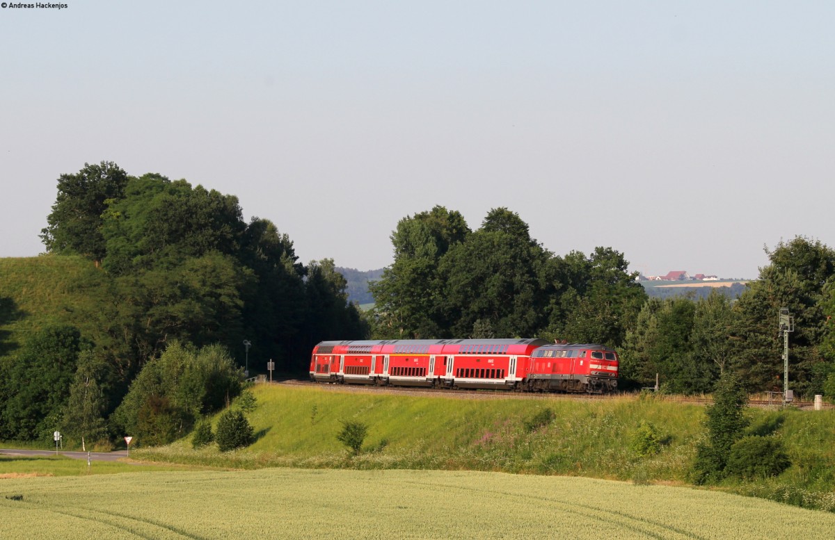 IRE 4214 (Lindau Hbf-Ulm Hbf) mit Schublok 218 496-8 bei Winterstettenstadt 2.7.15