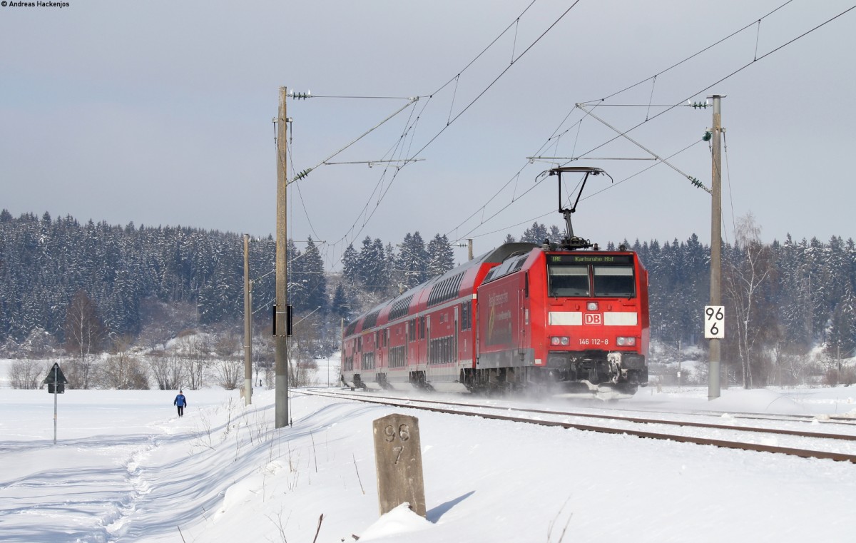 IRE 4716 (Konstanz-Karlsruhe Hbf) mit Schublok 146 112-8 bei Aufen 4.2.15