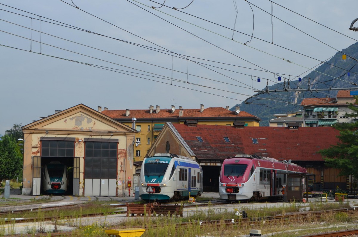 Italien Blick auf das BW Trento/Trient mit dem Triebwagen der BR 501 16.09.2014 