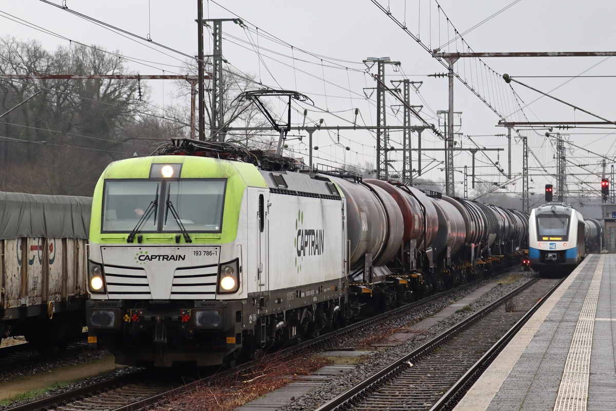 ITL 193 786-1 in Diensten von Captrain in Bad Bentheim 13.1.2024
