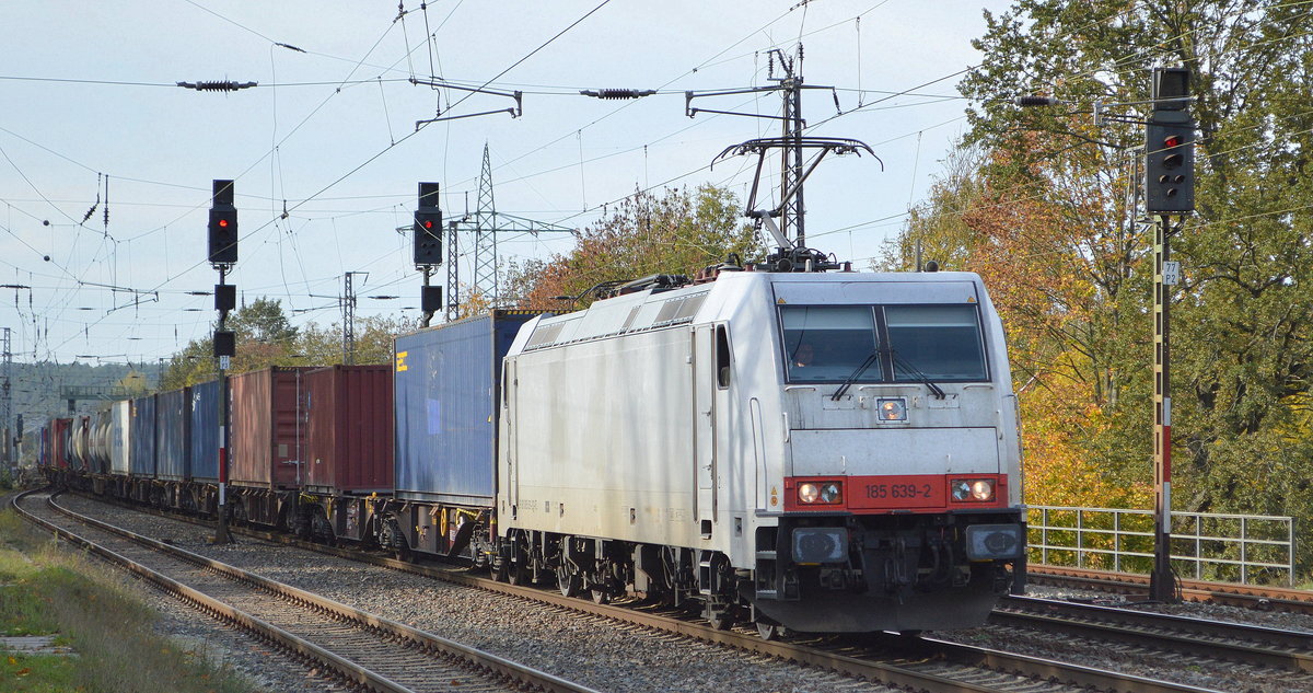 ITL - Eisenbahngesellschaft mbH, Dresden [D] mit   185 639-2  [NVR-Nummer: 91 80 6185 639-2 D-ITL] mit Containerzug am 22.10.19 Bf. Saarmund.