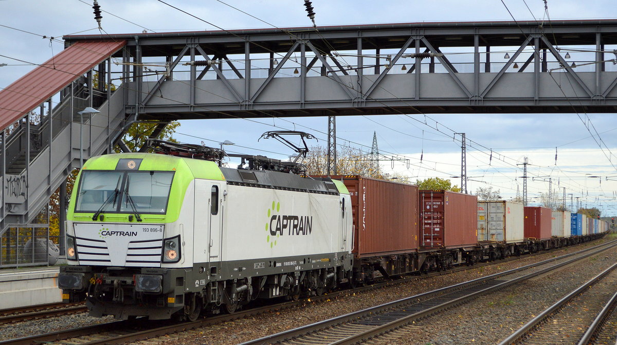 ITL - Eisenbahngesellschaft mbH, Dresden [D] mit  193 896-8  [NVR-Nummer: 91 80 6193 896-8 D-ITL] und Containerzug am 02.11.20 Bf. Saarmund.