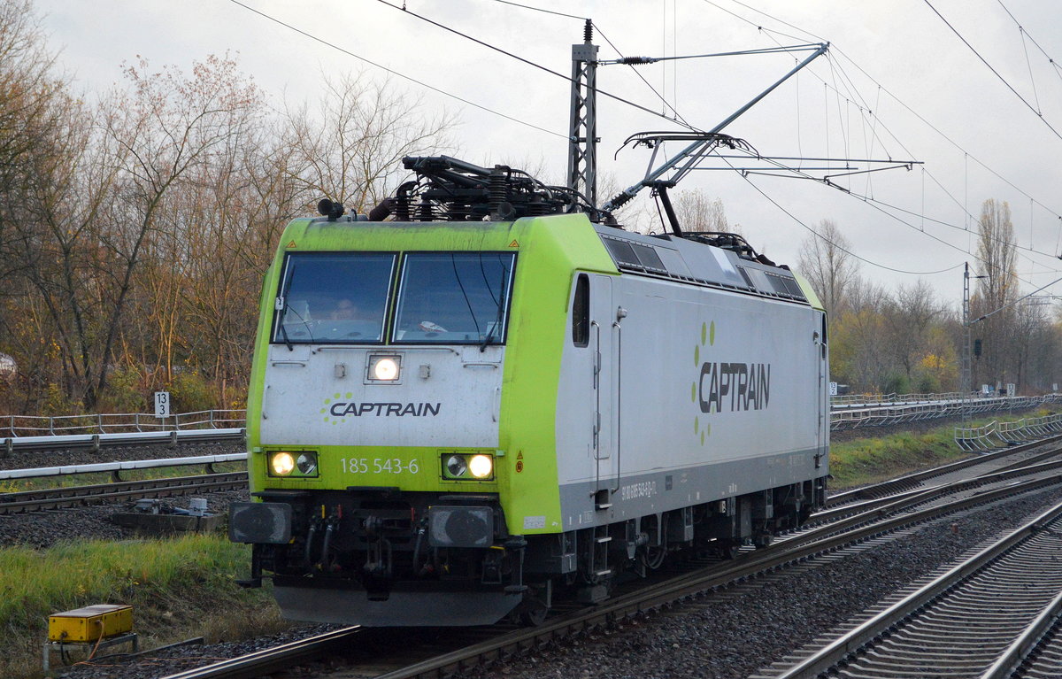 ITL mit der Captrain  185 543-6  [NVR-Number: 91 80 6185 543-6 D-ITL] am 13.11.18 Bf. Berlin-Hohenschönhausen.