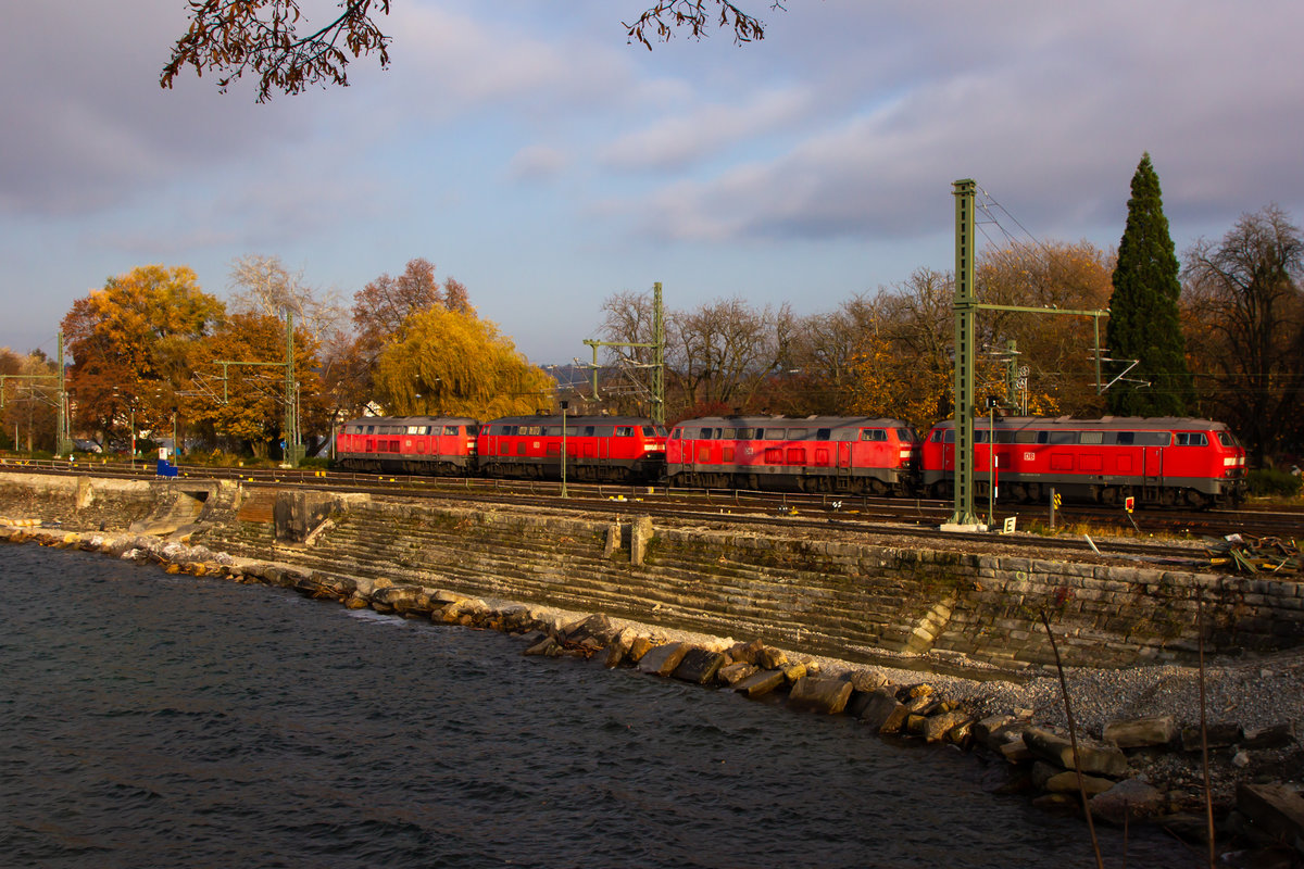 Jetzt schon ein historisches Bild in Lindau: 218 401-8, 422-4, 463-8, 452-1. 6.11.20