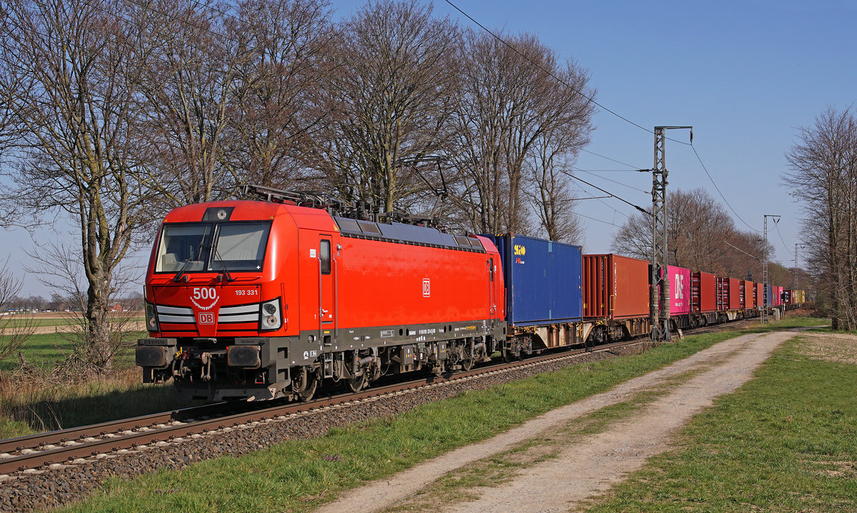 Jubiläums-Lok 193 331 am 31.03.2021 in Boisheim.