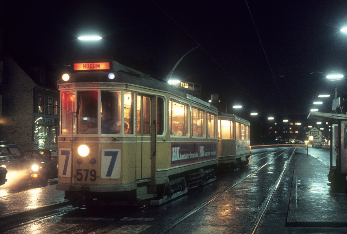 København / Kopenhagen KS SL 7 (Tw 579) Frederikssundsvej / Hulgårdsvej im Dezember 1969.