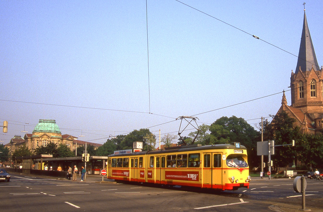 Karlsruhe 149, Kaiserplatz, 04.09.1987. Bahnbilder.de