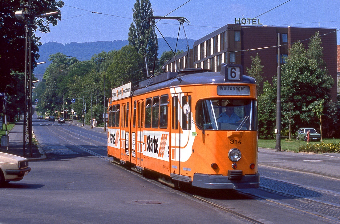 Kassel 314, Wilhelmshöher Allee, 07.08.1988.

