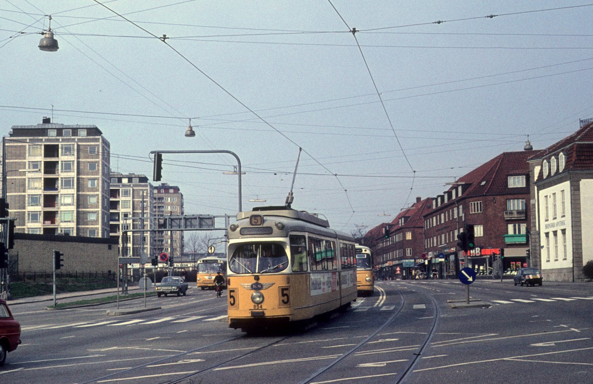 Kbenhavn / Kopenhagen KS SL 5 (DWAG-GT6 894) Frederikssundsvej / Borups All / Hareskovvej (Bellahj) am 4. April 1972.