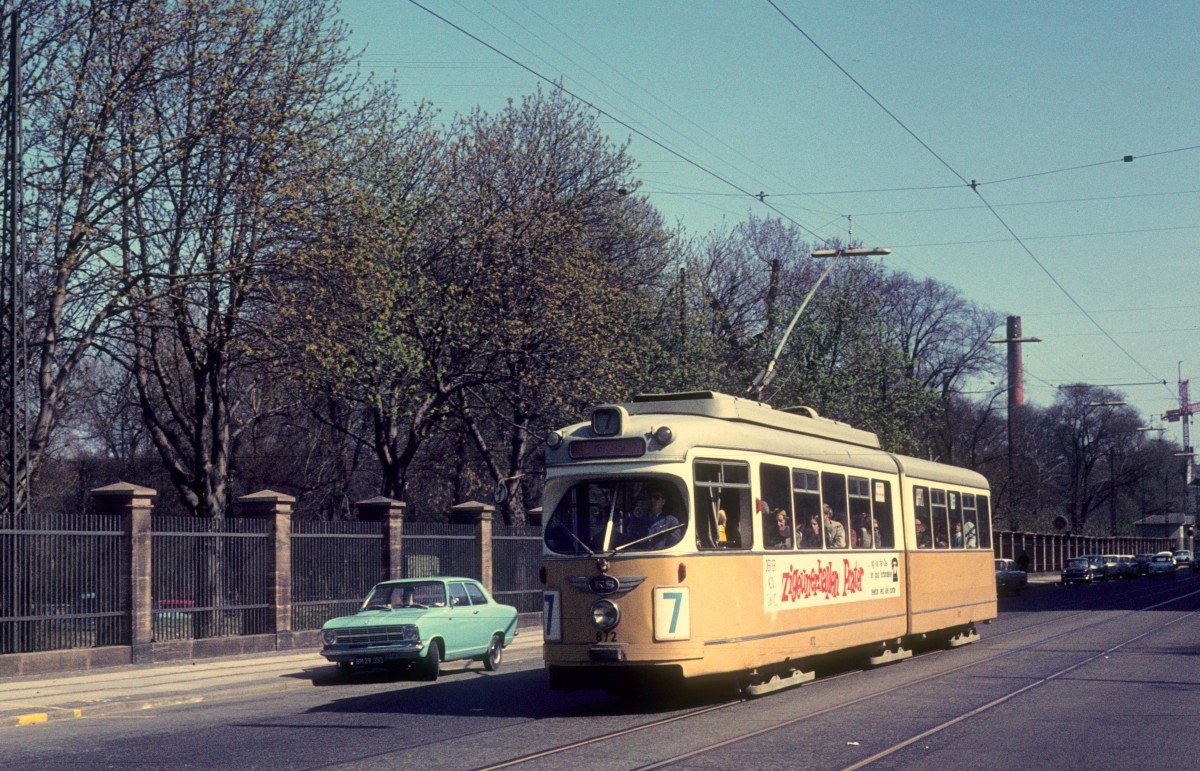 K�benhavn / Kopenhagen KS SL 7 (D�WAG-GT6 872) Gothersgade / Rosenborggade am 24. April 1971.