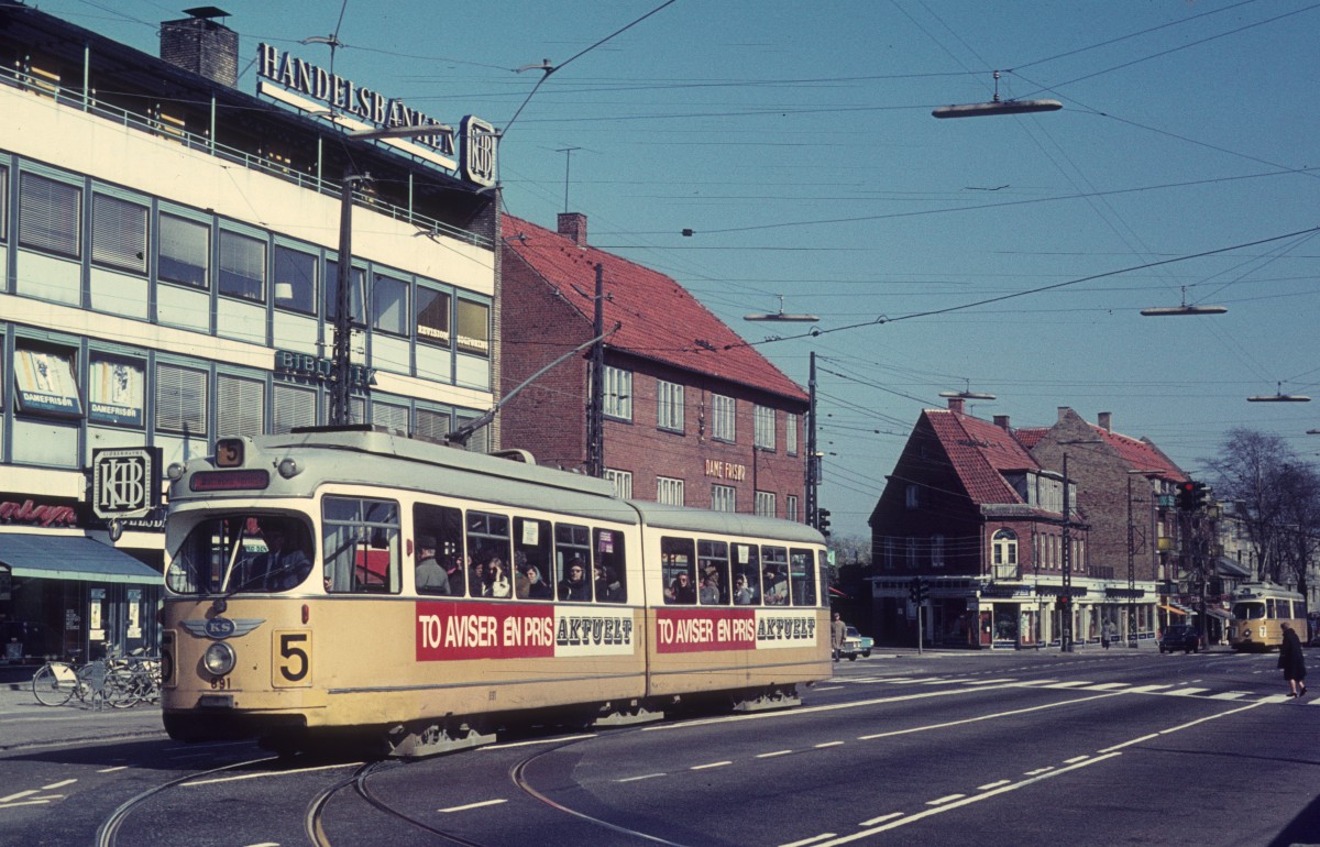 K�benhavn / Kopenhagen KS SL 5 (D�WAG-GT6 891) Husum, Frederikssundsvej / Islevhusvej am 24. April 1971.