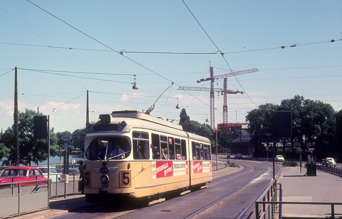 K�benhavn / Kopenhagen KS SL 5 (D�WAG-GT6 890) Amager Boulevard / Thorshavnsgade im Juli 1971.