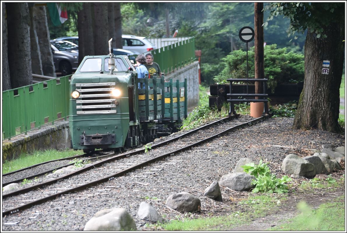 Kemencei Erdei Múzeumvasút, Kemence - Feketevölgy Panzió. Einfahrt in Feketvölgy. (09.06.2018)