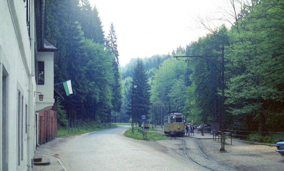 Kirnitzschtalbahn__Endstation ! Lichtenhainer Wasserfall.__11-05-1990