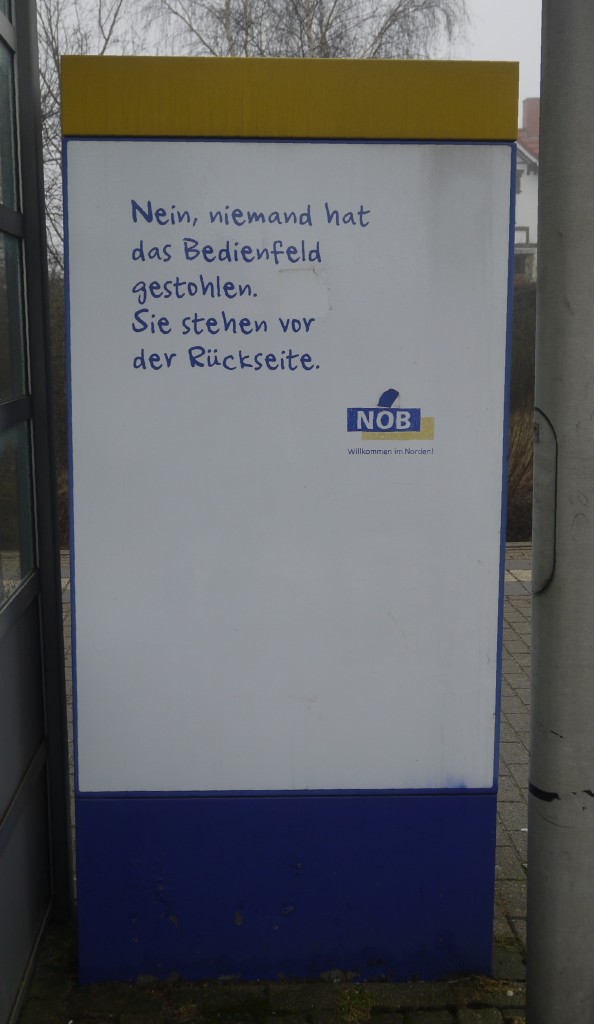 Kleiner Scherz am Rande ... (Bredstedt, 25.1.16). Auch sein letztes Jahr läuft. Schade um Blau-Gelb.