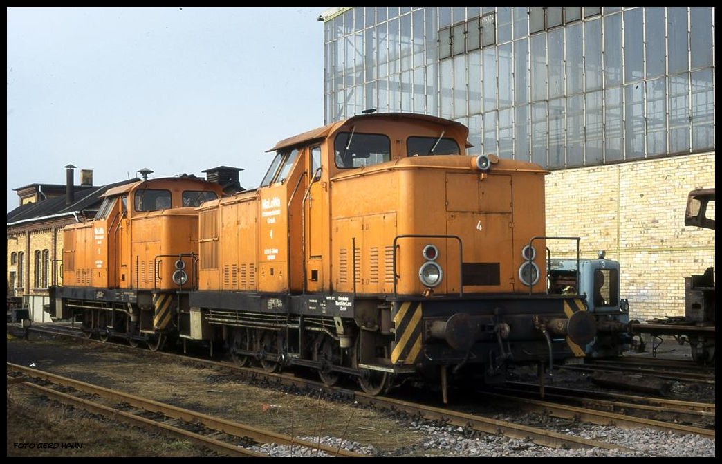 Klostermansfeld am 9.2.1997: Werkloks der MaLoWa V 65 Nr. 5 und 4