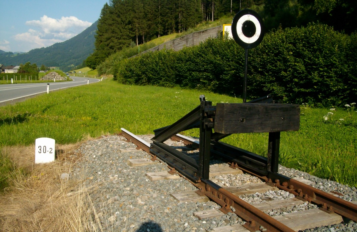 Km 30,2 der heutige Endpunkt der Bregenzerwaldbahn am 25.7.2014