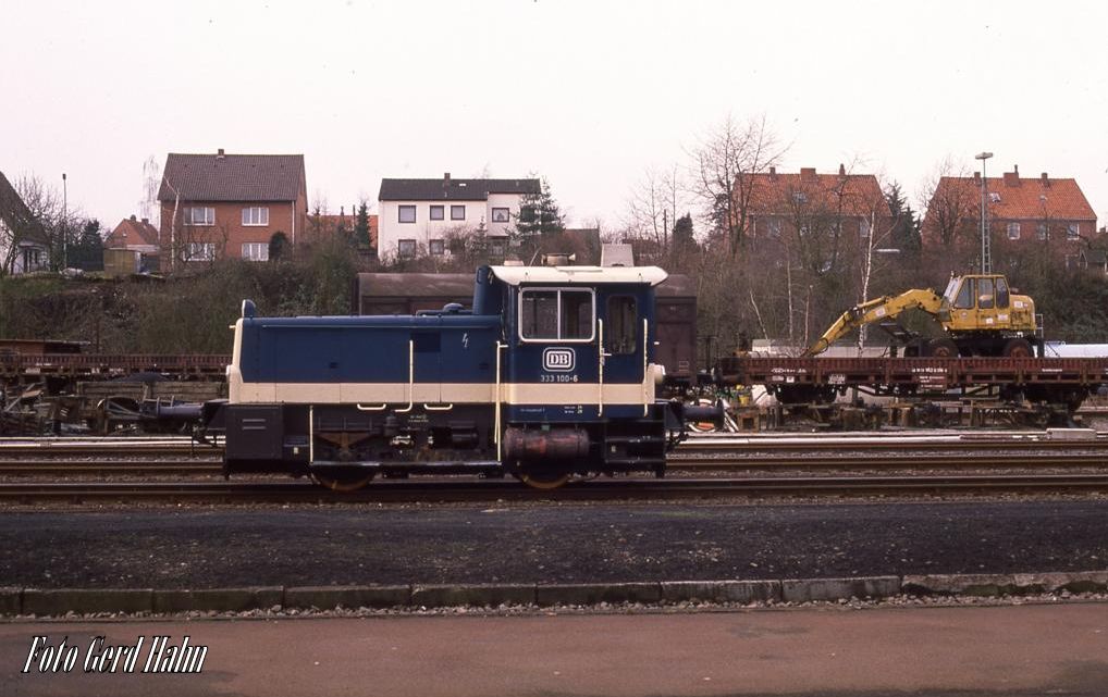 Köf III 333100 am 21.2.1989 im Bahnhof Bramsche.