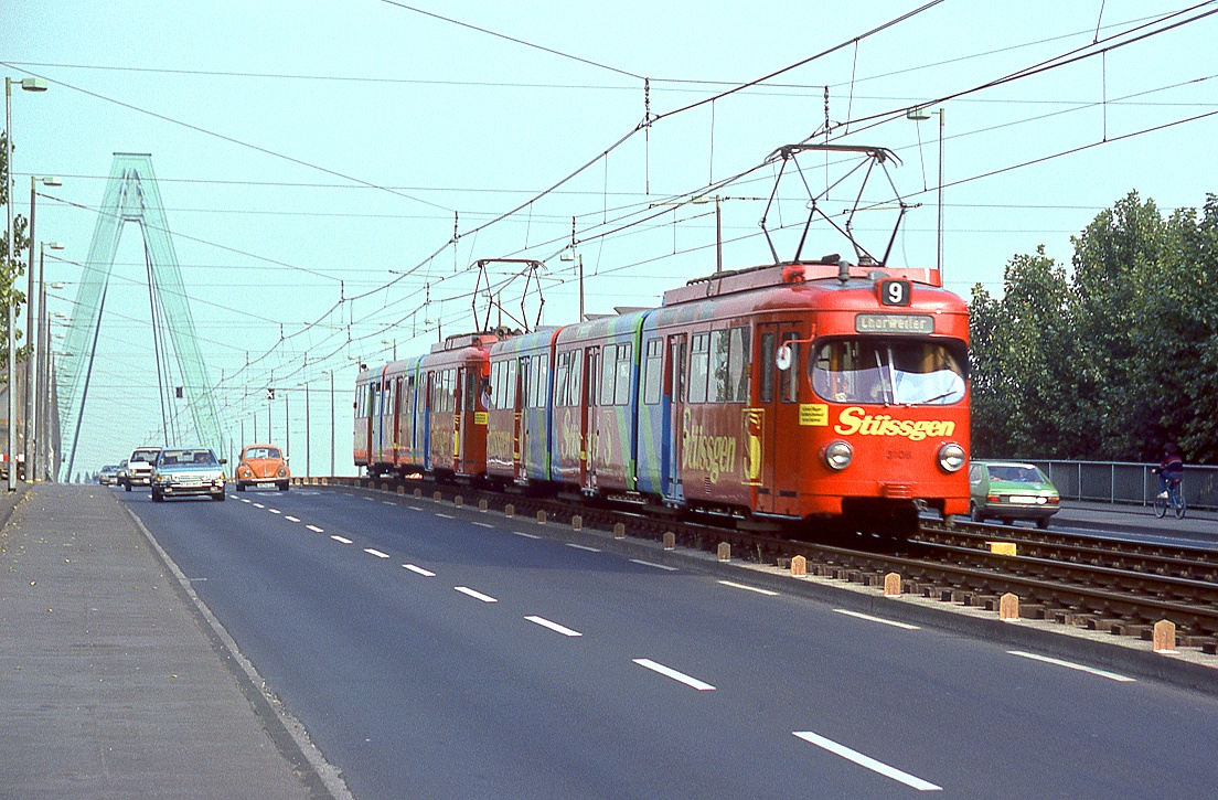 Köln 3106 + 3133, Severinsbrücke, 28.09.1985.