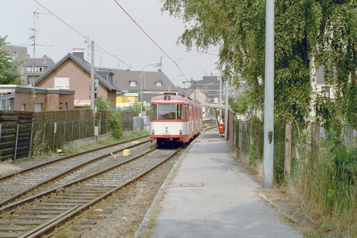 Köln KVB SL 2 (DÜWAG-GT8 3862) Frechen 31. Juli 1992. - Scan eines Farbnegativs. Film: Kodak Gold 200-3. Kamera: Minolta XG-1.