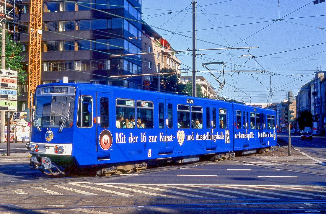 Köln Tw 2036 am Barbarossaplatz, 05.08.1992.