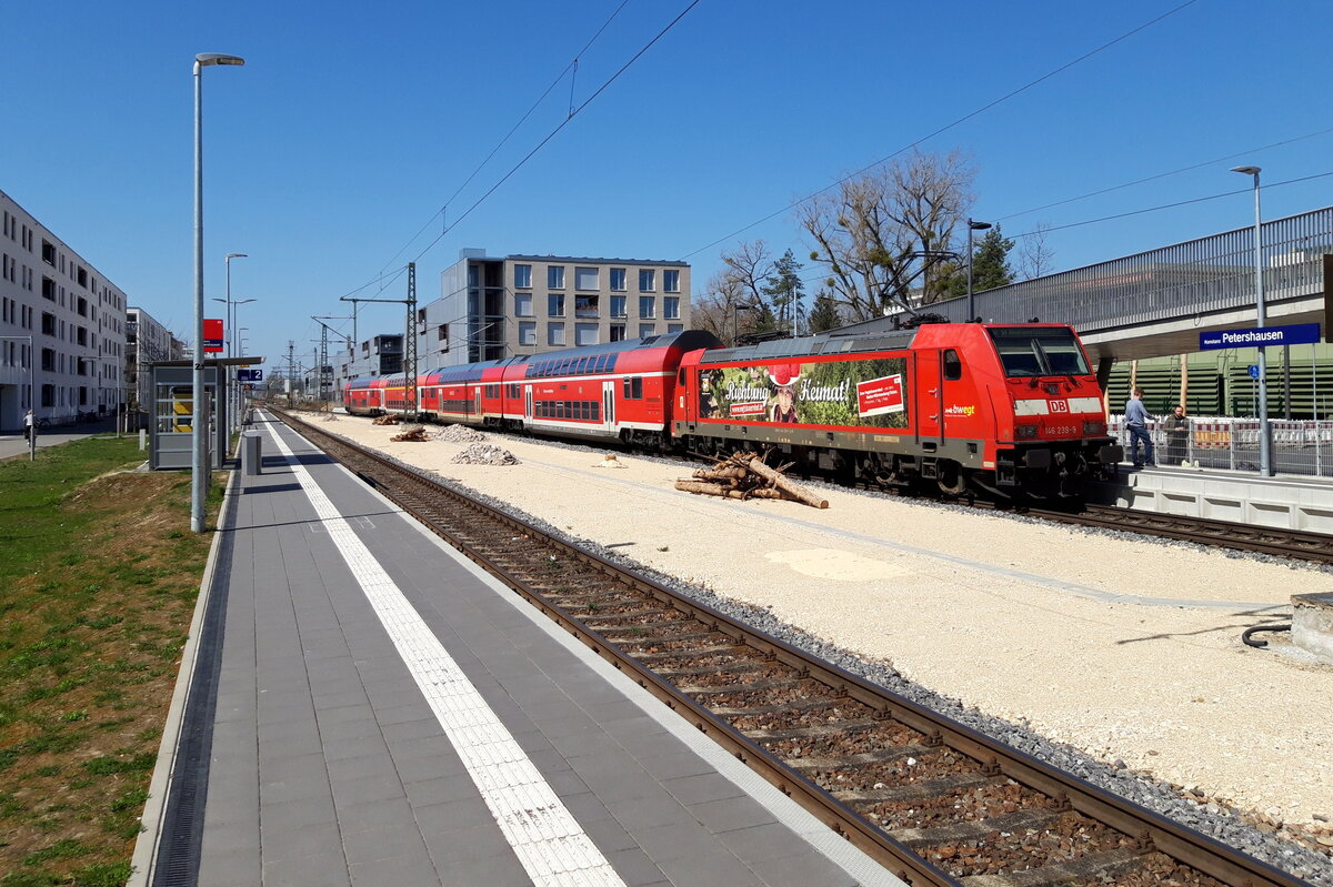 Konstanz-Petershausen am 31.03.2021 mit 146 239 an RE in Richtung Radolfzell