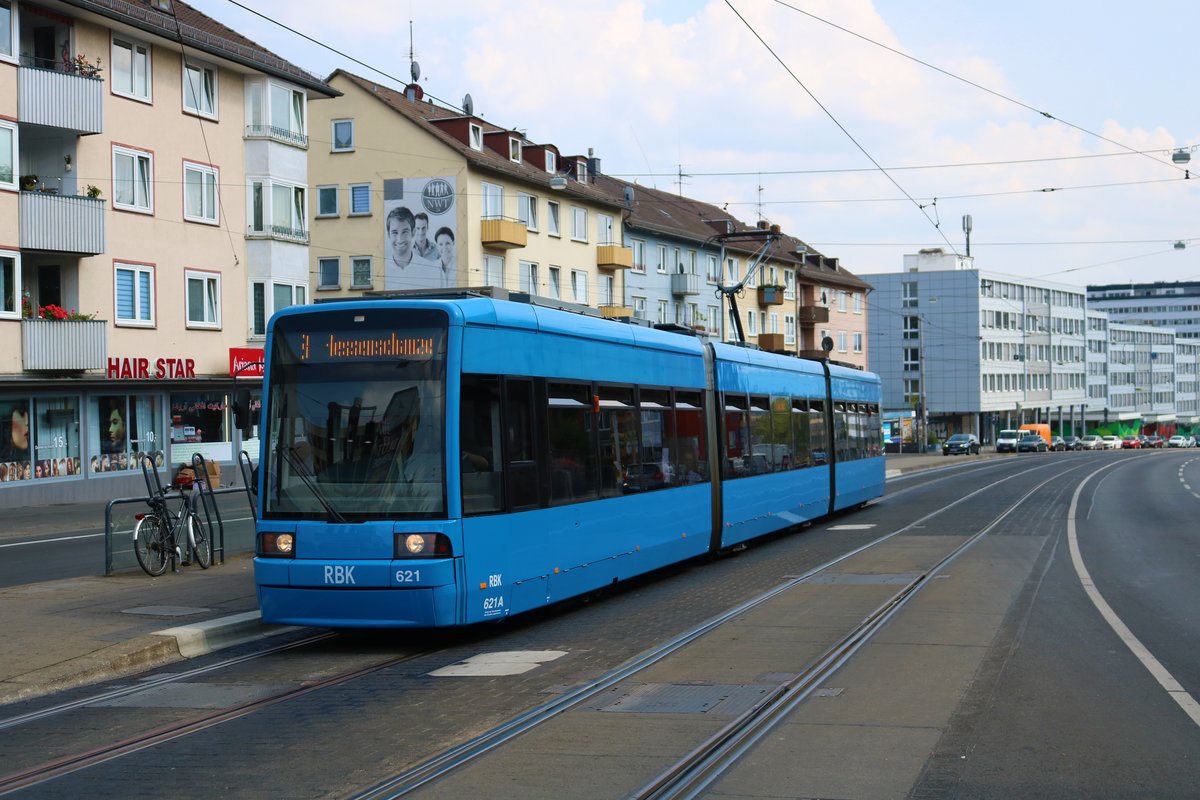 KVG 8NGTW Wagen 621 als Linie 3 am 25.08.19 in Kassel 