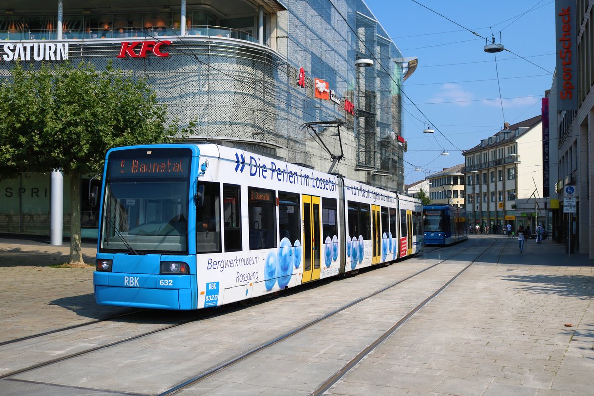 KVG 8NGTW Wagen 632 als Linie 5 am 25.08.19 in Kassel 
