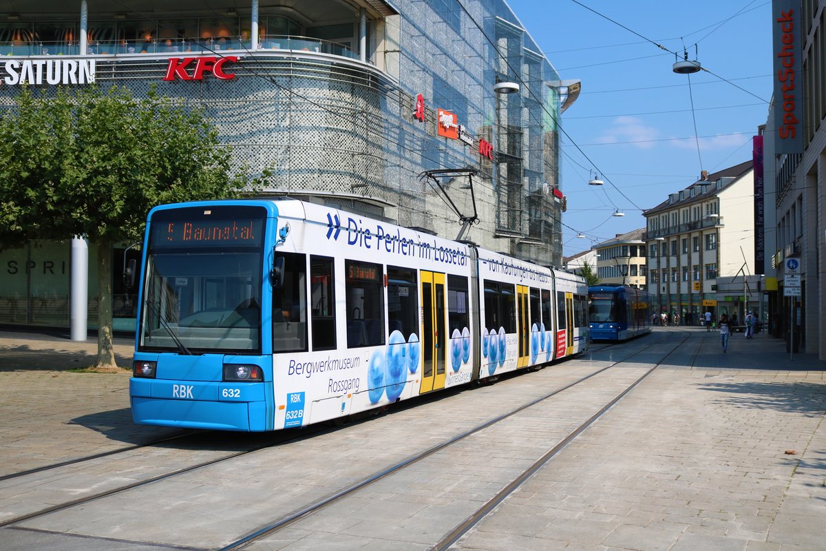 KVG 8NGTW Wagen 632 als Linie 5 am 25.08.19 in Kassel 