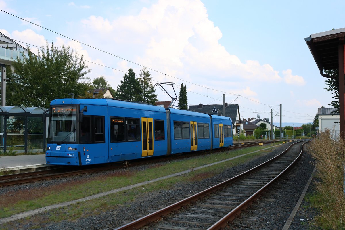 KVG Bombardier Flexity Classic Wagen 671 am 25.08.19 in Baunatal