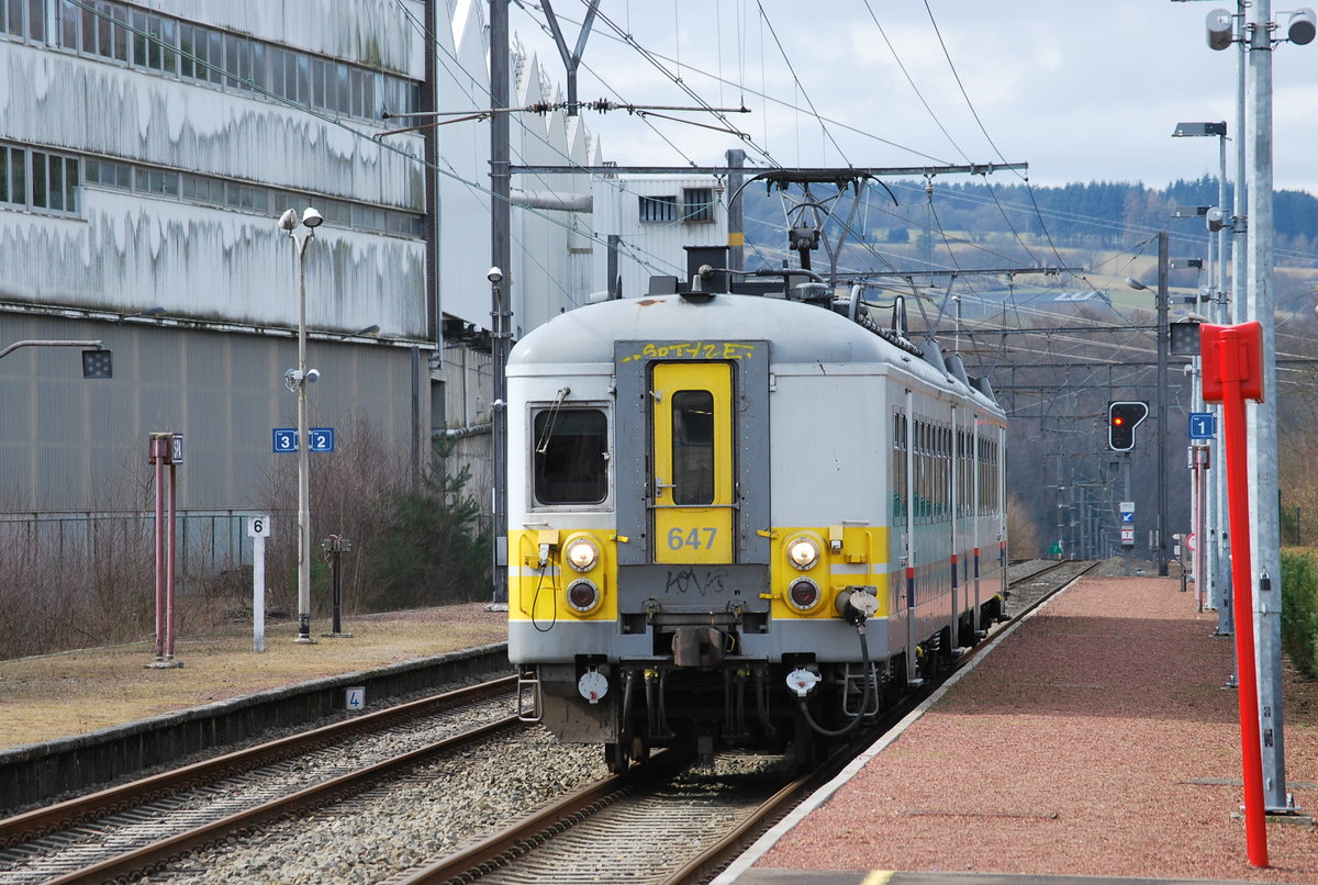 L-Zug aus Aachen Hbf trifft im Bhf Spa ein. 10. März 2018