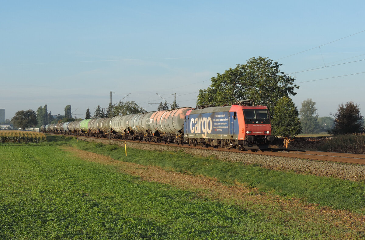Lahr/Schwarzwald - 16. September 2023 : Re 482 009 mit einem Kesselzug in richtung Norden unterwegs. 

Link zum Video : https://www.youtube.com/watch?v=SFNIWOxAjb4&lc=UgyvNi3yYDnFPCTWXMp4AaABAg