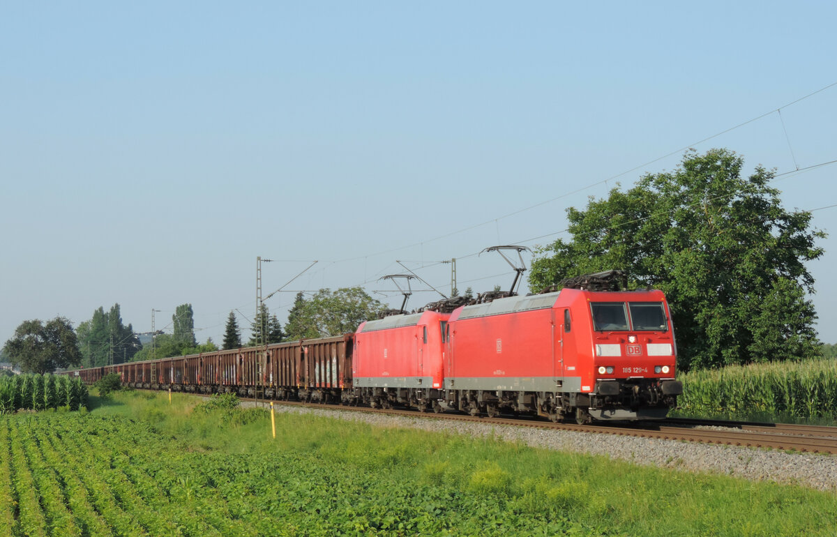 Lahr/Schwarzwald - 23. Juli 2021 : 185 129 und 103 mit dem Tonerdezug nach Limburg an der Lahn