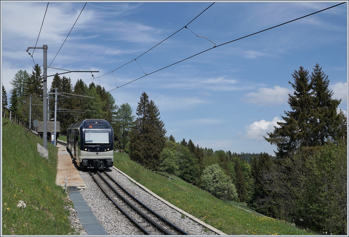 Lally, 1231 müM und Endstation der CEV, jedenfalls vorübergehend, bis die Gefahr gebannt ist, sich auf Les Pléiades mit der Chinesischen Fledermausgrippe anzustecken. 

Im Bild der MVR ABeh 2/6 7508 der nach einer längeren Wendezeit als Regionalzug 1434 nach Vevey fahren wird. 

8. Mai 2020