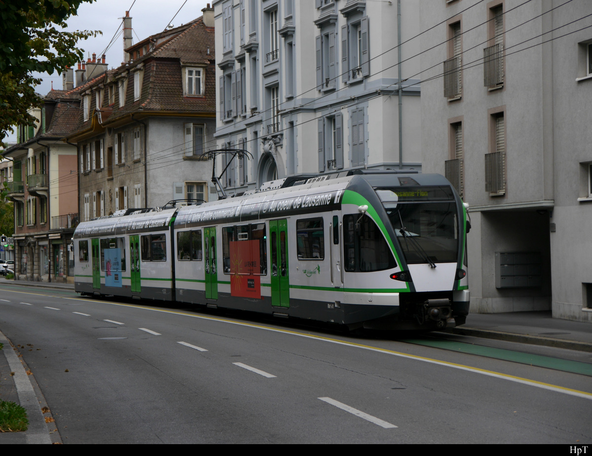 LEB - Triebwagen RBe 4/8 41 unterwegs in Lausanne am 06.09.2020