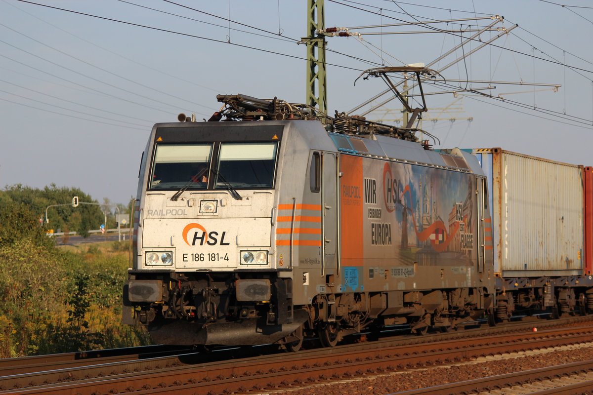Leipzig-Stahmeln am 08.09.2016 , Fahrt der 186 181-4 in Richtung Halle