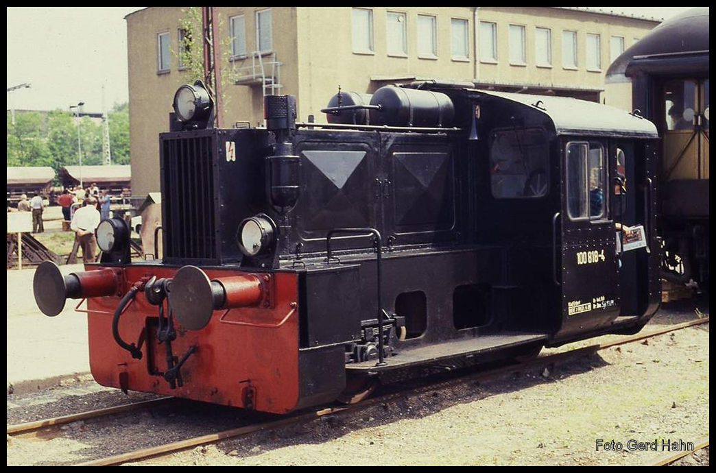 Letzte große Fahrzeugschau der DR in Sangerhausen am 22.6.1991: Köf DR 100818