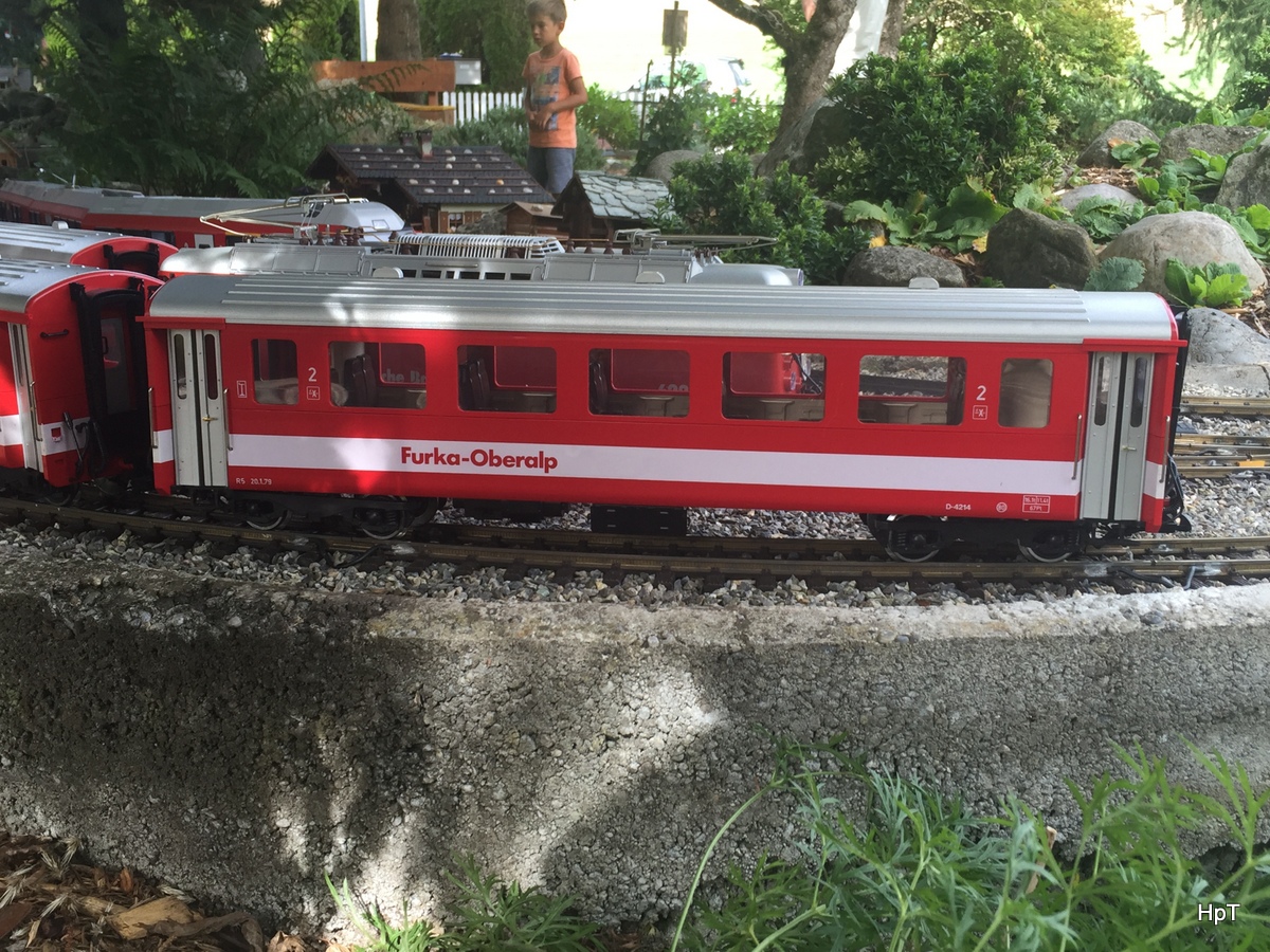 LGB - Personenwagen 2 Kl. B 4214 der FO unterwegs auf der Stockerenbahn am 03.09.2016
