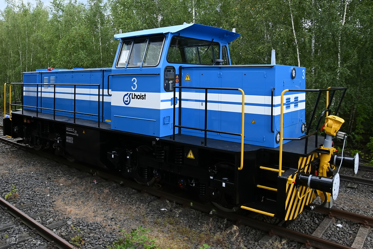 Lhoist Lok Nr. 3 war während einiger Test nach einer erfolgreichen Reparatur durch die Reuschling Lokomotiv Fabrik in Hattinger Bahnhofsnähe zu sehen. (August 2021)