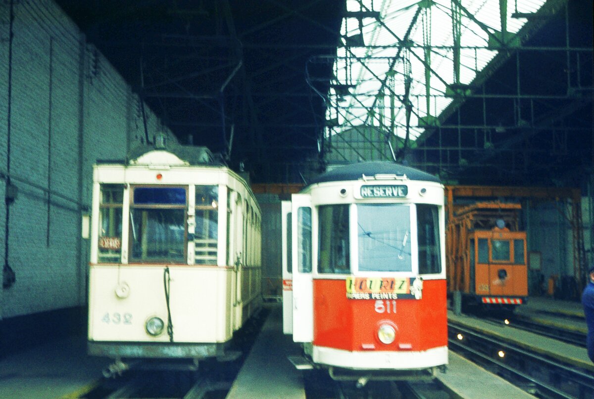 Lille SNELRT Dépôt_motrices / Tw 432 + 511 + ATw /vehicule de travail_12-08-1974