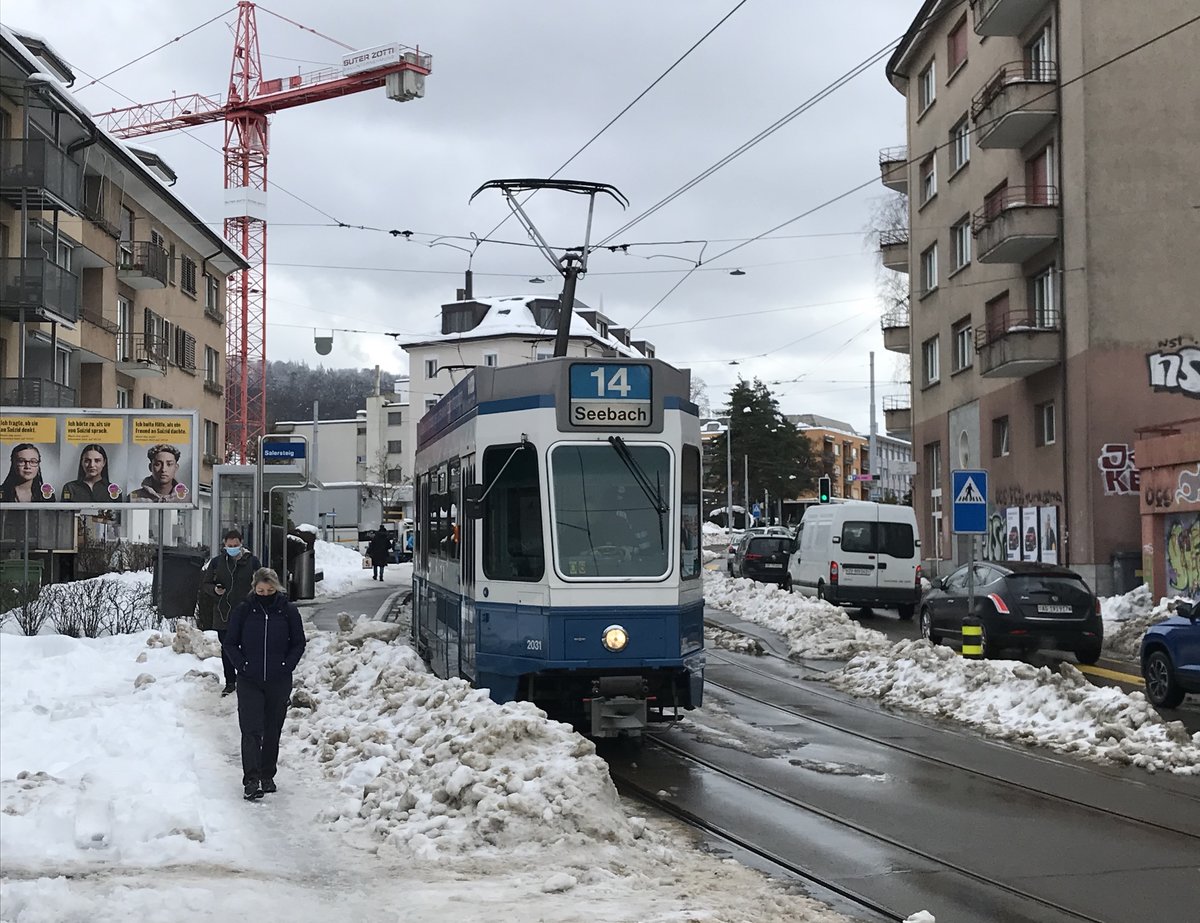 Linie 14 Wagennummer 2031 an der Haltestelle Salersteig. Datum: 17. 1. 2021