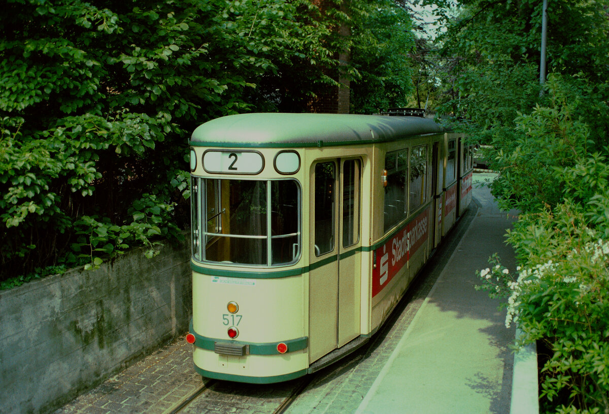 Linie 2 der Augsburger Straßenbahn, Haltestelle Stadtbergen, Sommer 1984