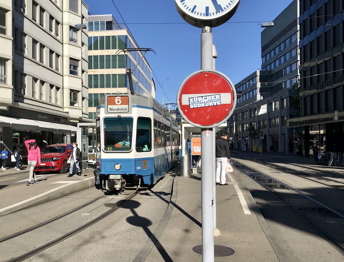 Linie 6 2041  Hottingen  an der Haltestelle Stockerstrasse. Datum: 3. 10. 2020
