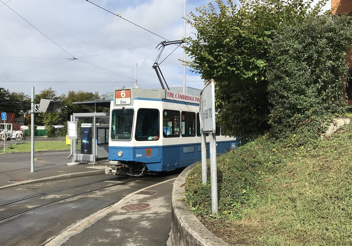 Linie 6 2041  Hottingen  an der Endhaltestelle Werdhölzli. Datum: 3. 10. 2020