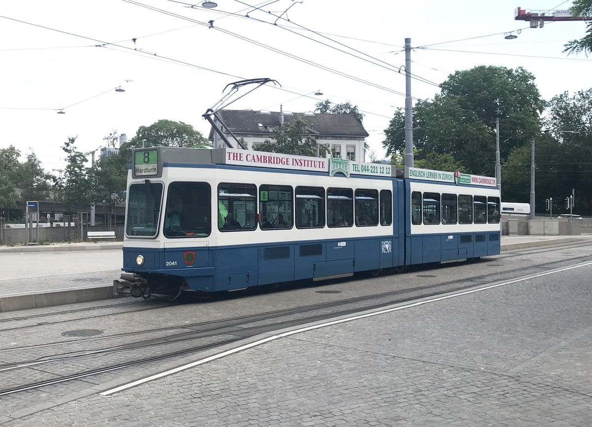 Linie 8 2041  Hottingen  am Hardplatz. Datum: 23. 6. 2020