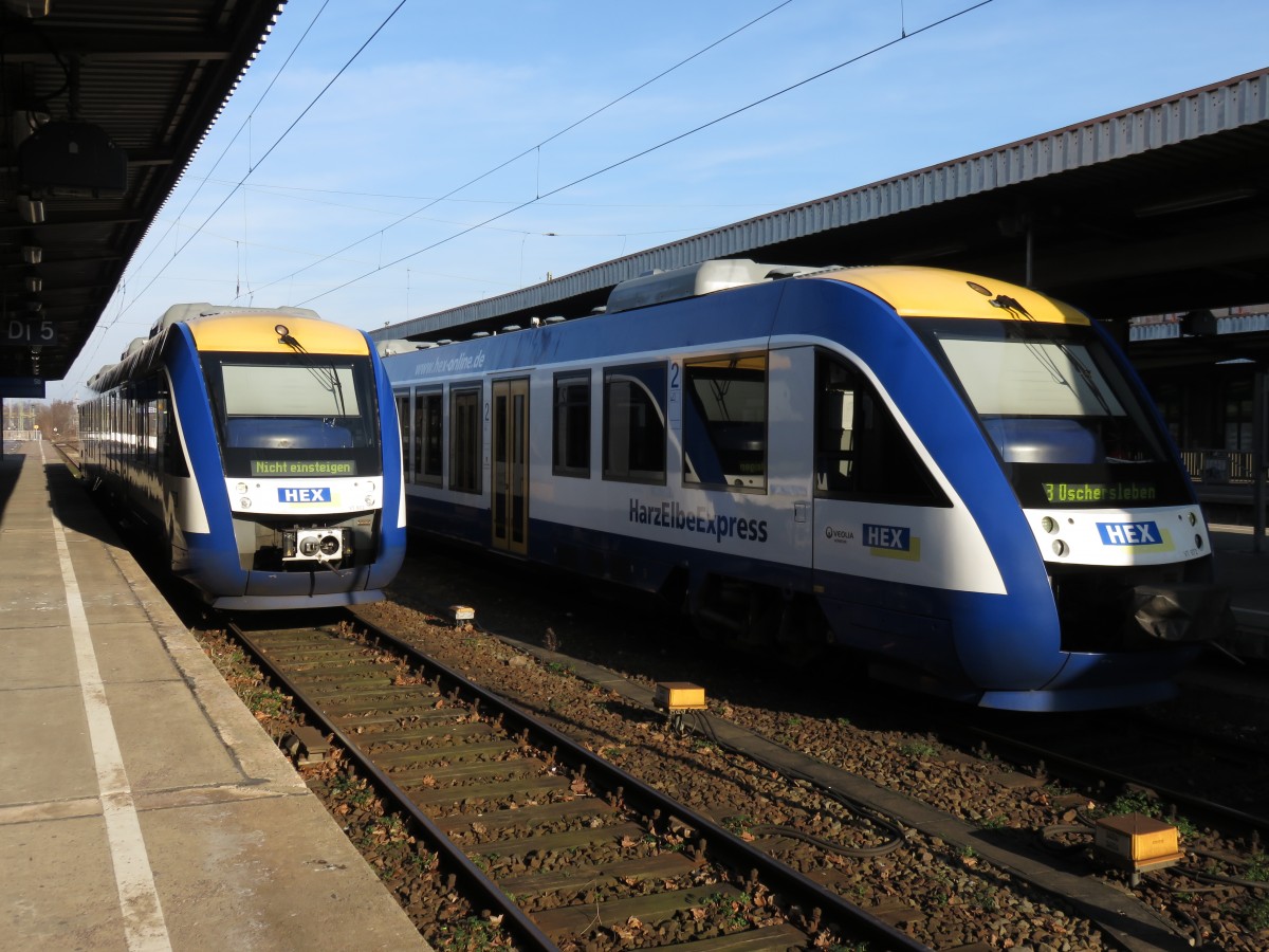 Lint 41 des Harz Elbe Express am 24.01.2015 im Bahnhof von Magdeburg HBF 