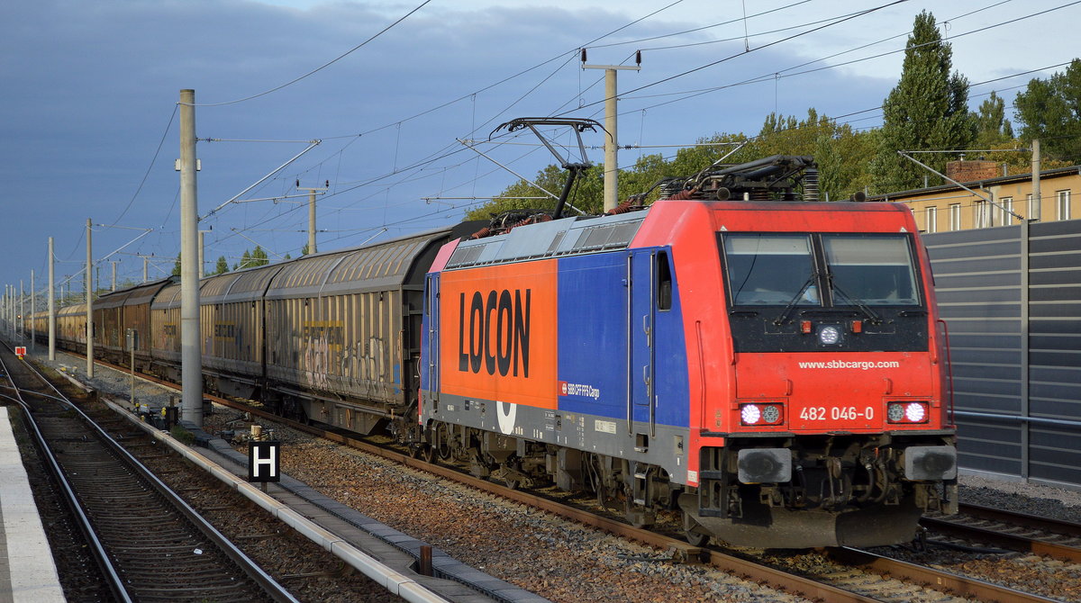 LOCON LOGISTIK & CONSULTING AG mit  482 046-0  NVR-Nummer: 91 85 4482 046-0 CH-SBBC] und Ganzzug Schiebewandwagen am 15.09.19 Berlin Blankenburg.
